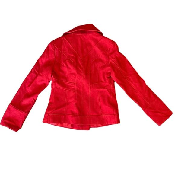 Guess Los Angeles 1981 Wool Blend Coat Size Medium Cherry Red Thick Collared EUC - Picture 2 of 11